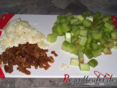 Die geschnittenen Zutaten