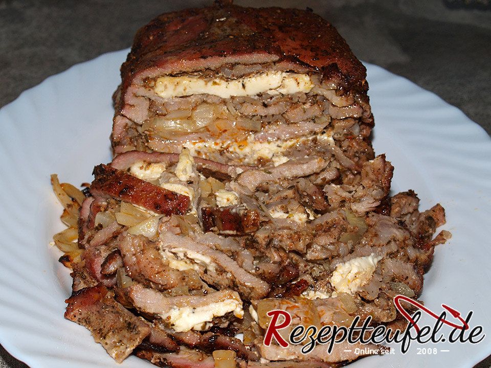 Schichtbraten aus dem Grill – Gyros mit Hirtenkäse