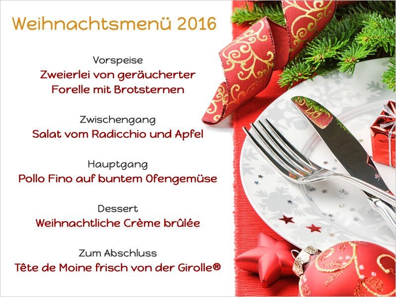 Weihnachtsmenü für 4 Personen mit 5 Gängen