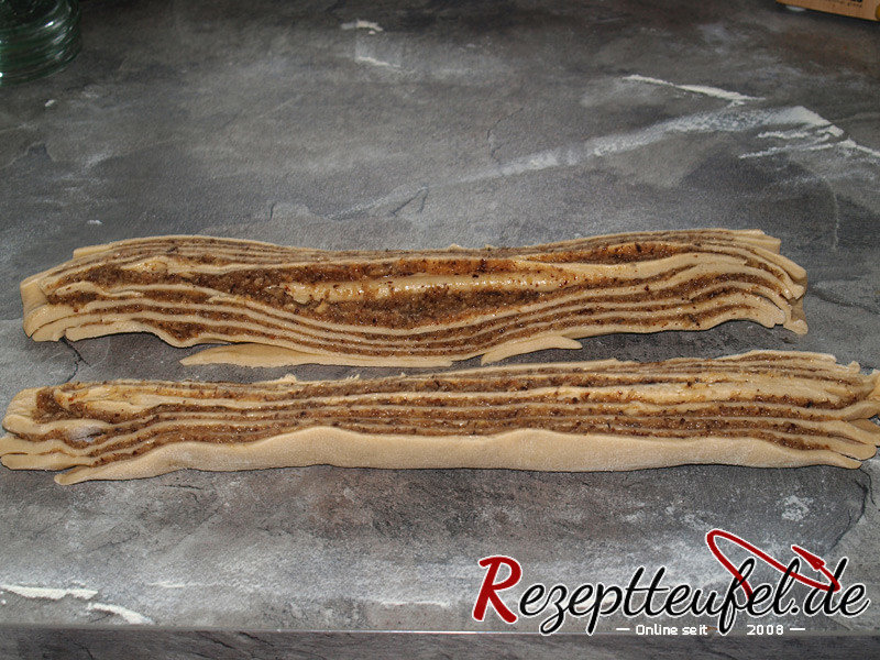 Die durchgeschnittene Teigrolle