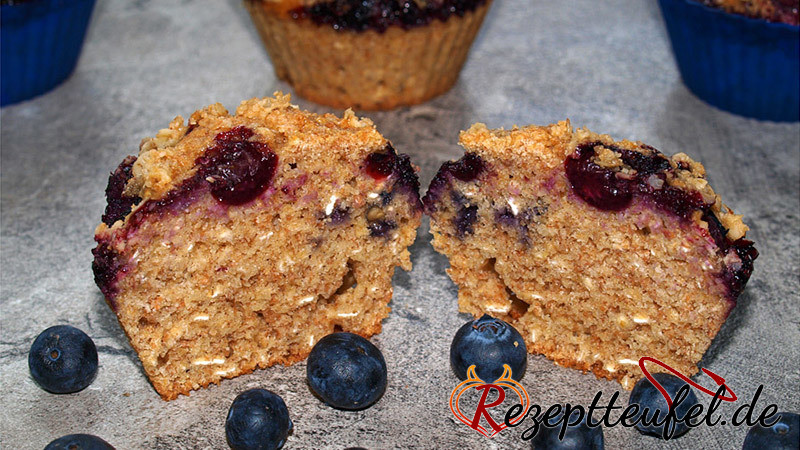 Blaubeermuffins mit Haferknusperle (Vollkorn)