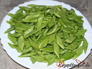 Die Bohnen sind in Rauten geschnitten