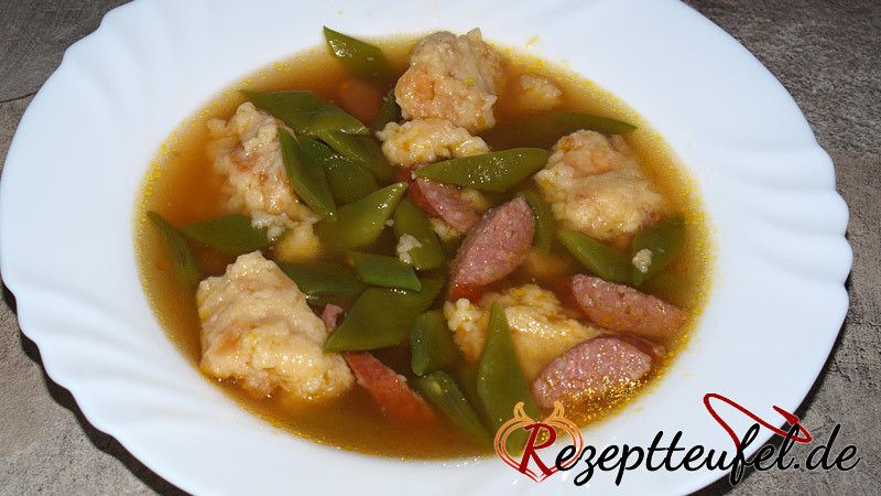 Bohnen mit Brotspotzen