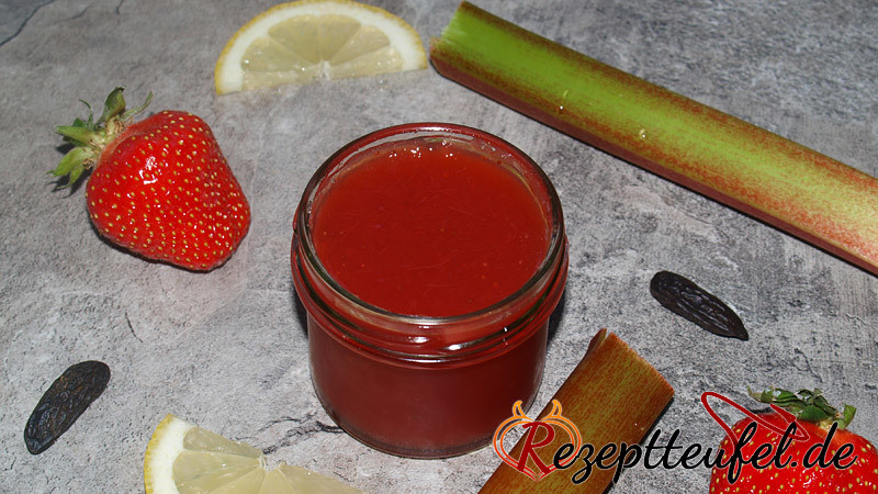 Erdbeer-Rhabarber Fruchtaufstrich mit Zitrone und Tonka
